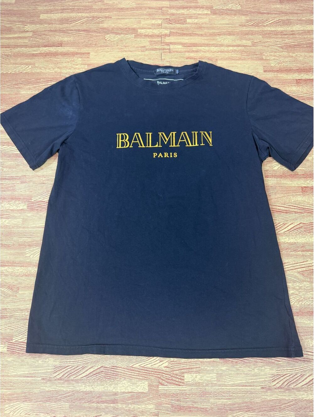 Balmain Paris T-Shirt Mens XXXL Black Gold Logo Printemps Ete 2019 Made in Italy